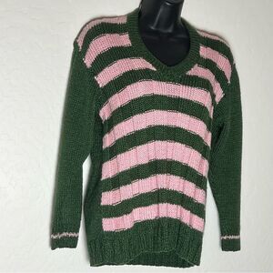 MARC JACOBS X HEAVEN Pink Green Stripe V Neck Sweater M